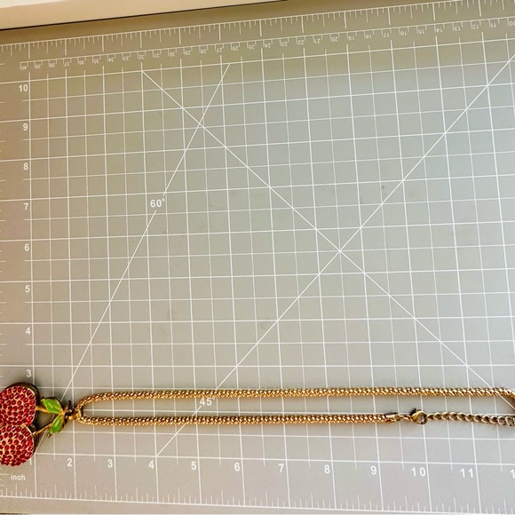 Retro Red Rhinestone Cherry Pendant Necklace - Picture 13 of 14